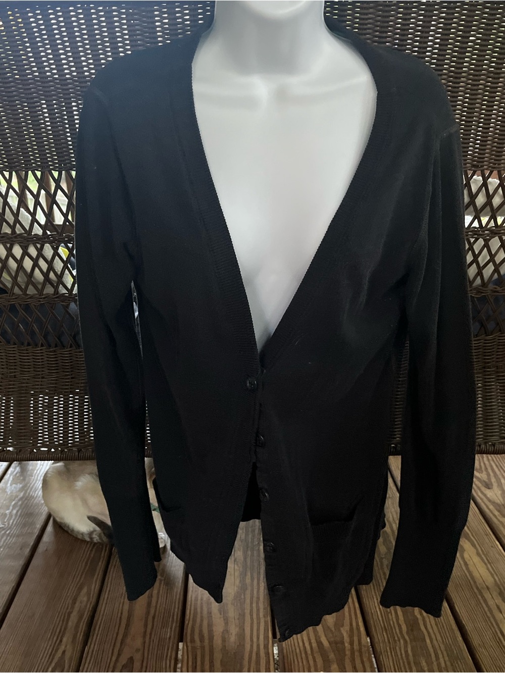 Classic Black Button-Front Cardigan